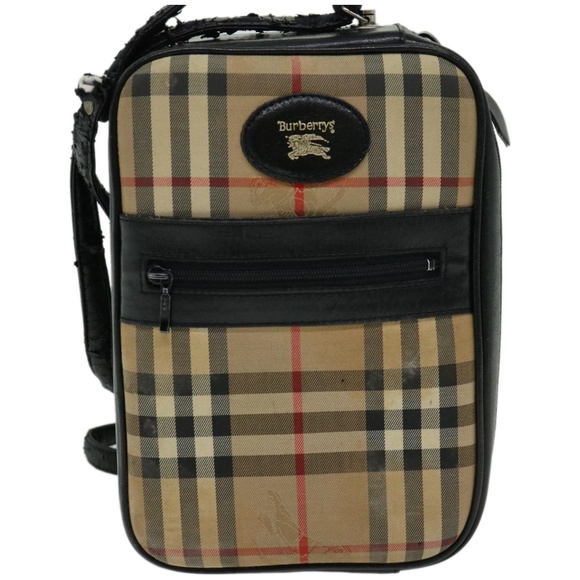 BURBERRY Nova Check Shoulder Bag Canvas Beige Black Auth 66162 - Picture 13 of 16